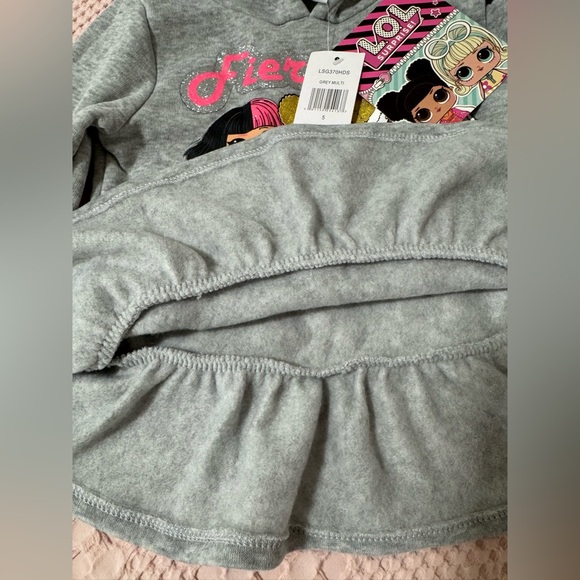 LOL Surprise Girls Hoodie Peplum Top Size 5T Gray Fierce Friends NWT - Picture 6 of 13